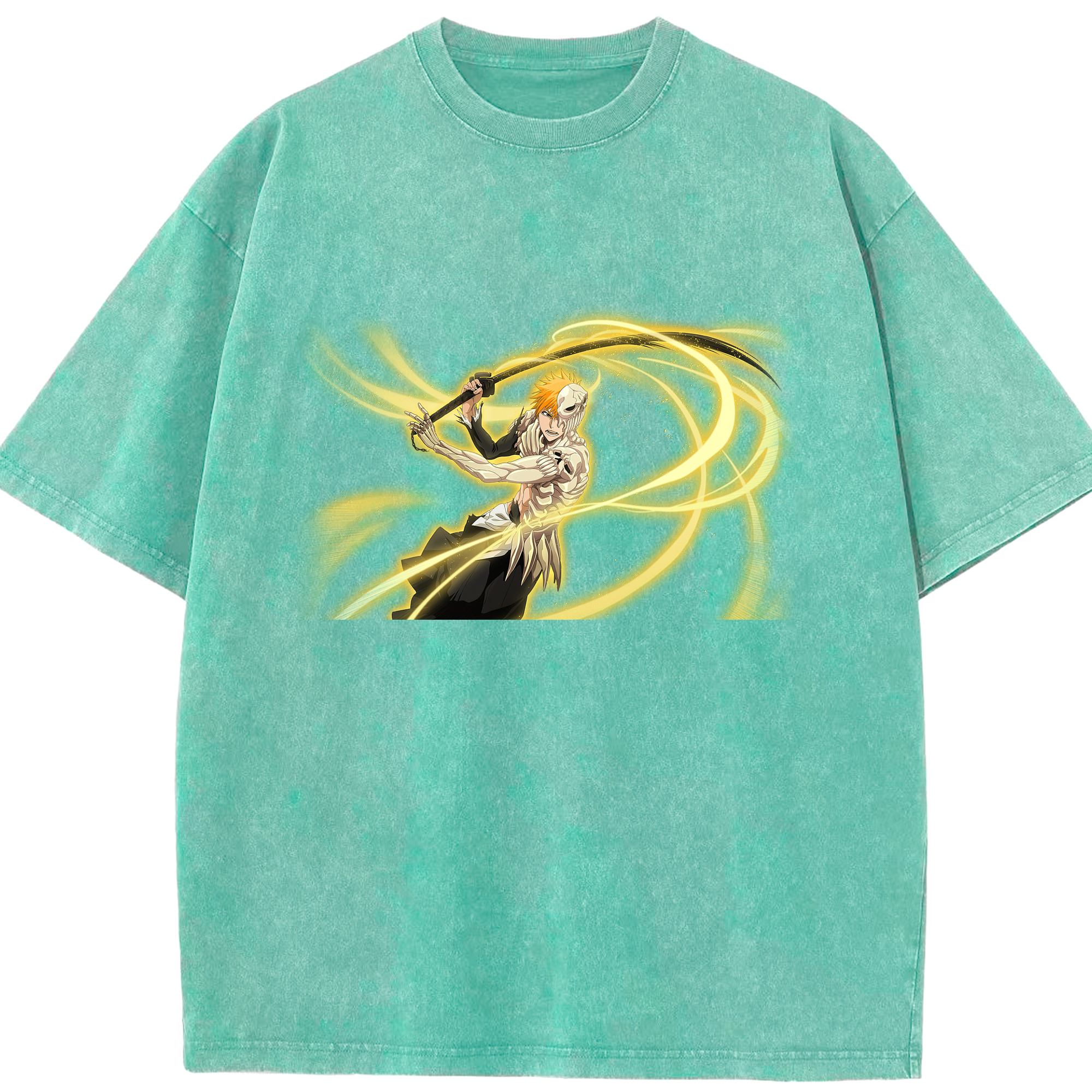 （画像用） ブリーチ 黒崎一護（くろさき いちご）BLEACH Kurosaki Ichigo 綿100% ヴィンテージ風 半袖Tシャツ（フロントプリント）